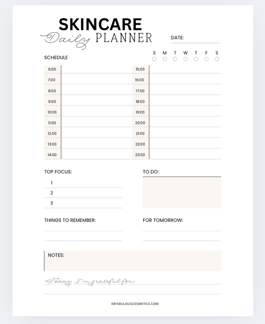 Skincare Regimen Weekly Planner