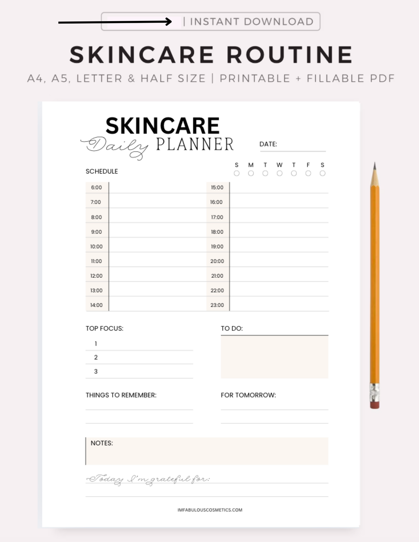 Skincare Regimen Weekly Planner