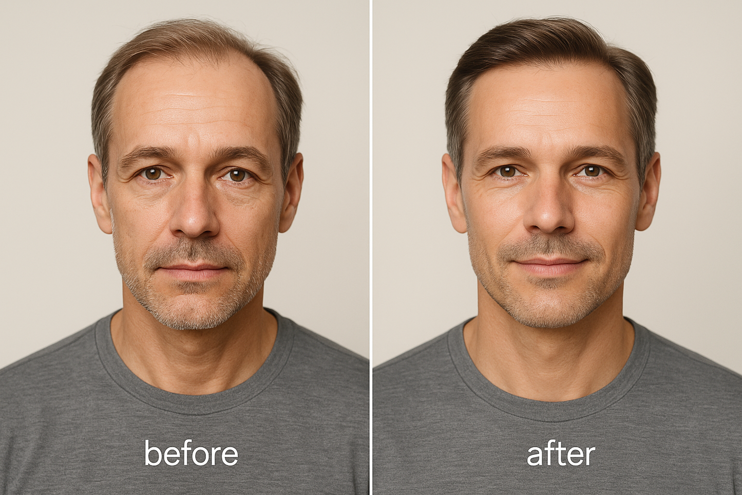 MAN NEFORE AND AFTER USING GHK-Biotin Peptide Serum | Organic Anti-Aging & Hair Growth.
