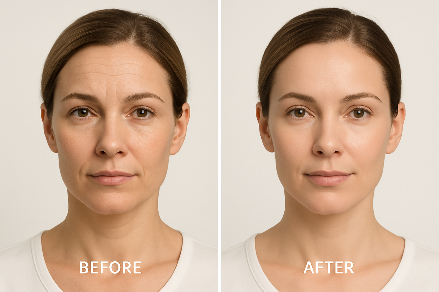 WOMAN BEFORE AND AFTER SNAP-8 Peptide Serum | Organic Anti-Aging
