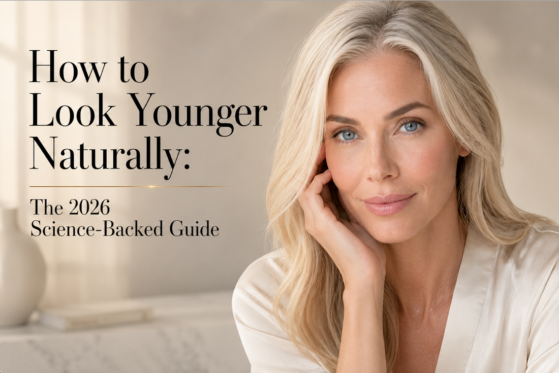 Discover 12 science-backed strategies to look younger naturally in 2026 — from copper peptides and NAD+ to sleep, sugar, and microneedling. The complete skin longevity guide from I'm Fabulous Cosmetics.
