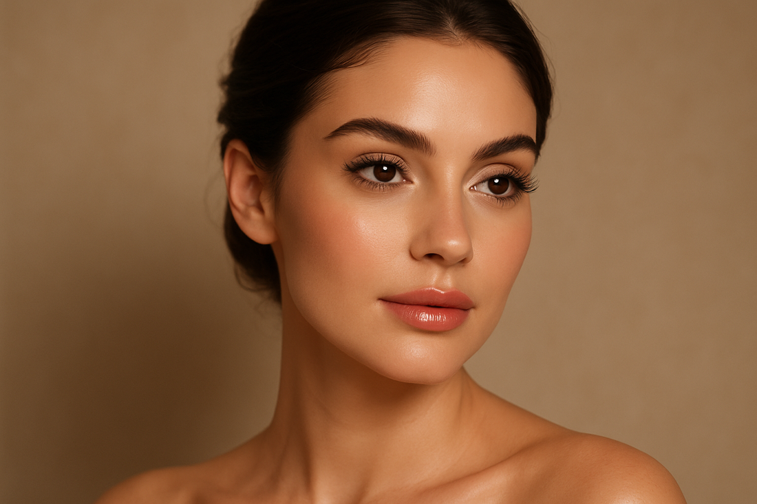 beautiful woman face in a neutral background