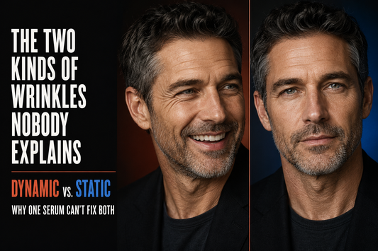 Handsome mature man shown smiling and at rest to illustrate the difference between dynamic and static wrinkles.