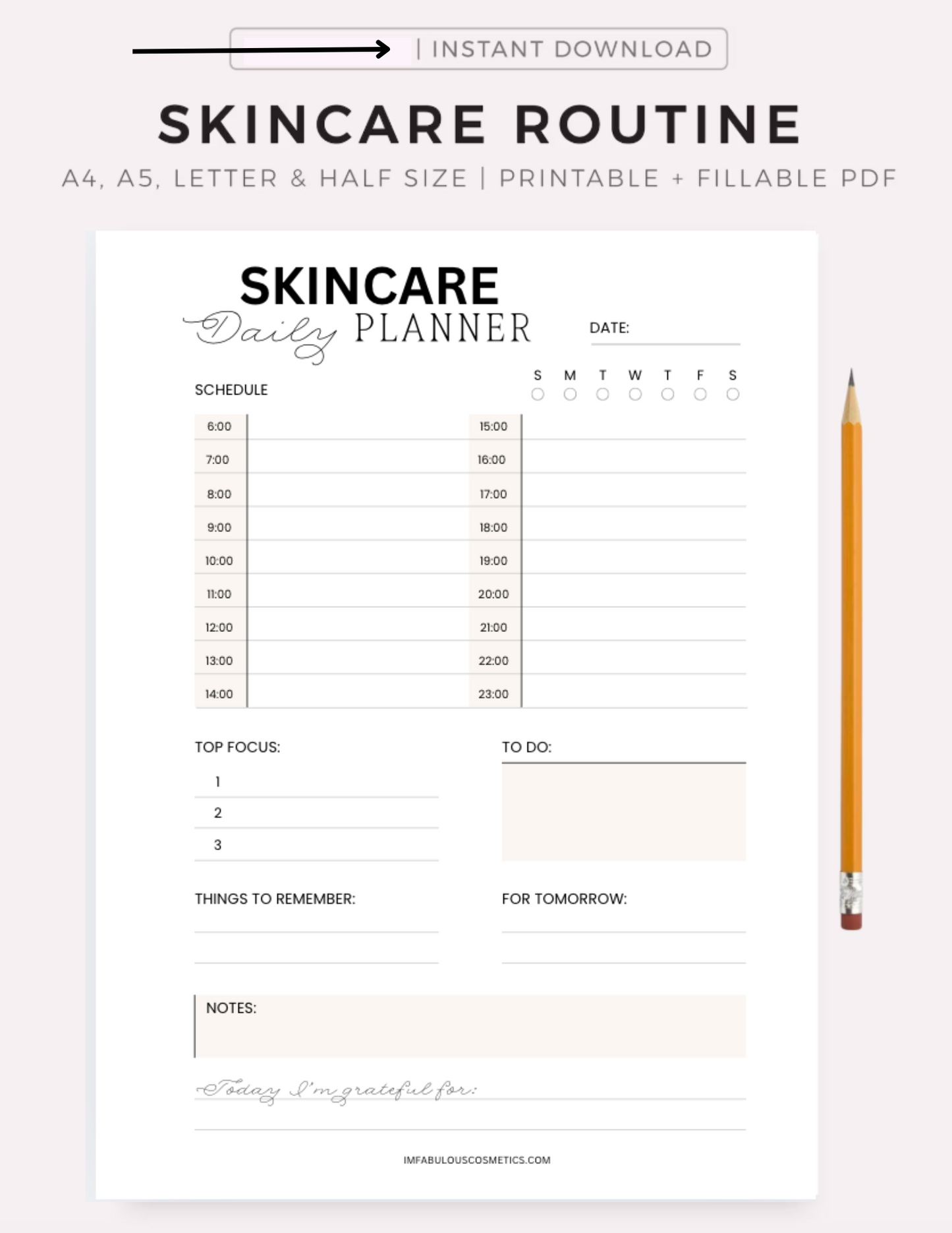 SKINCARE REGIMEN WEEKLY PLANNER