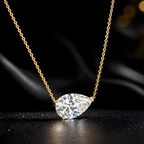 Gold 3CT Pear Cut Moissanite Pendant Necklace VVS1 925 Silver