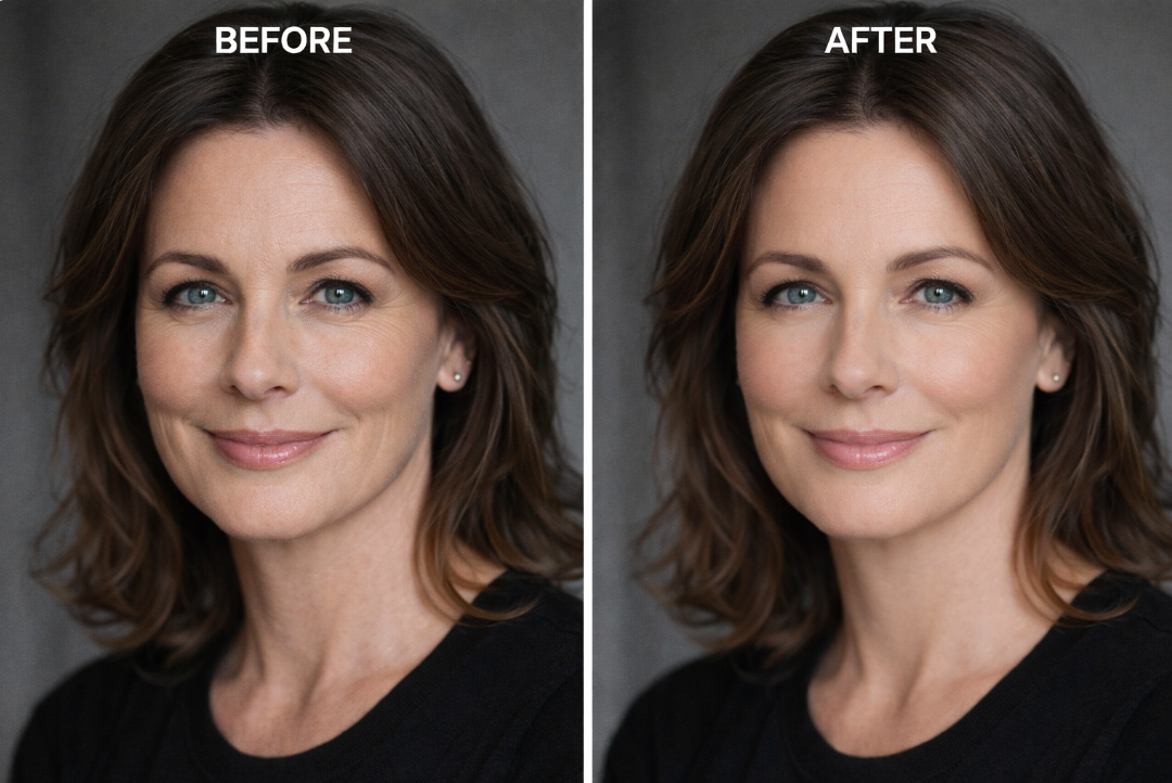 NAD+ Resveratrol Collagen Serum | Organic Anti-Aging Glow. Before and After photo