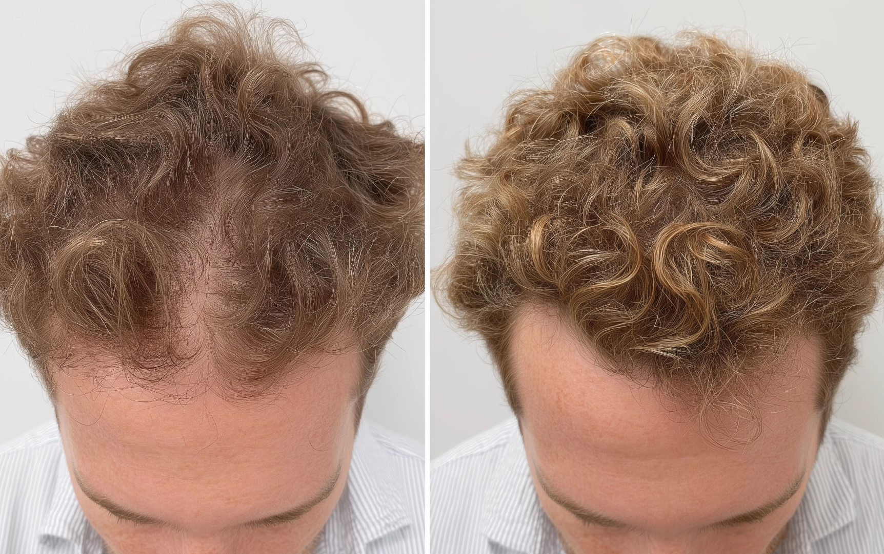 Before and after hair density improvement using peptide and NAD+ hair serum