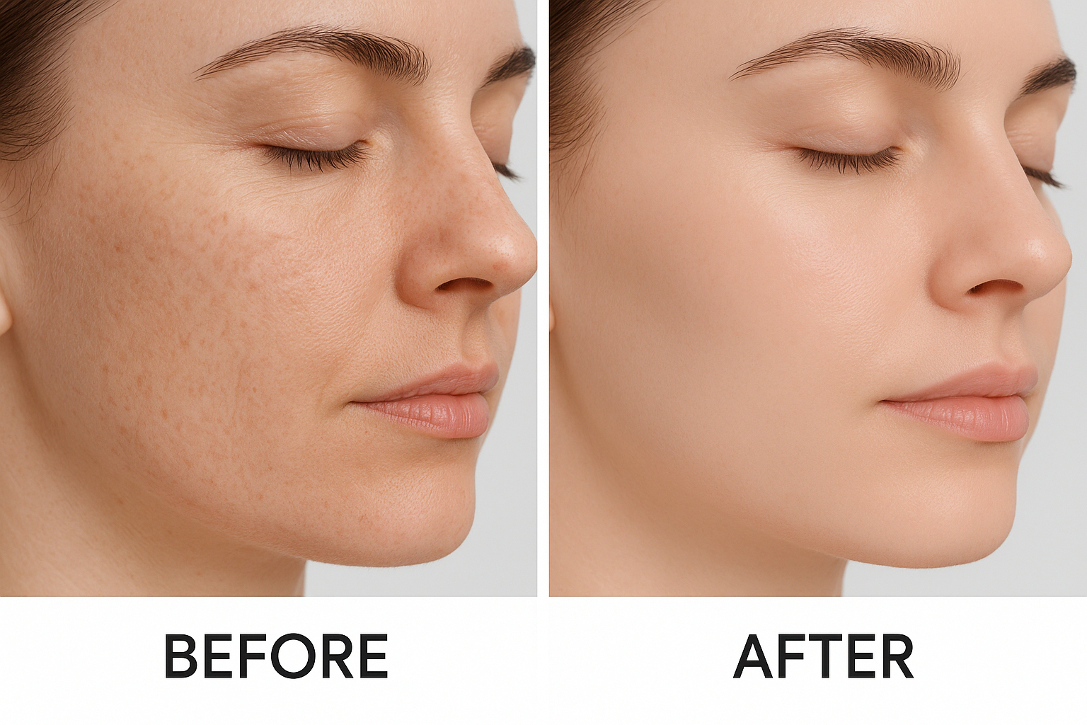 lady before and after GHK-Cu peptide serum organic